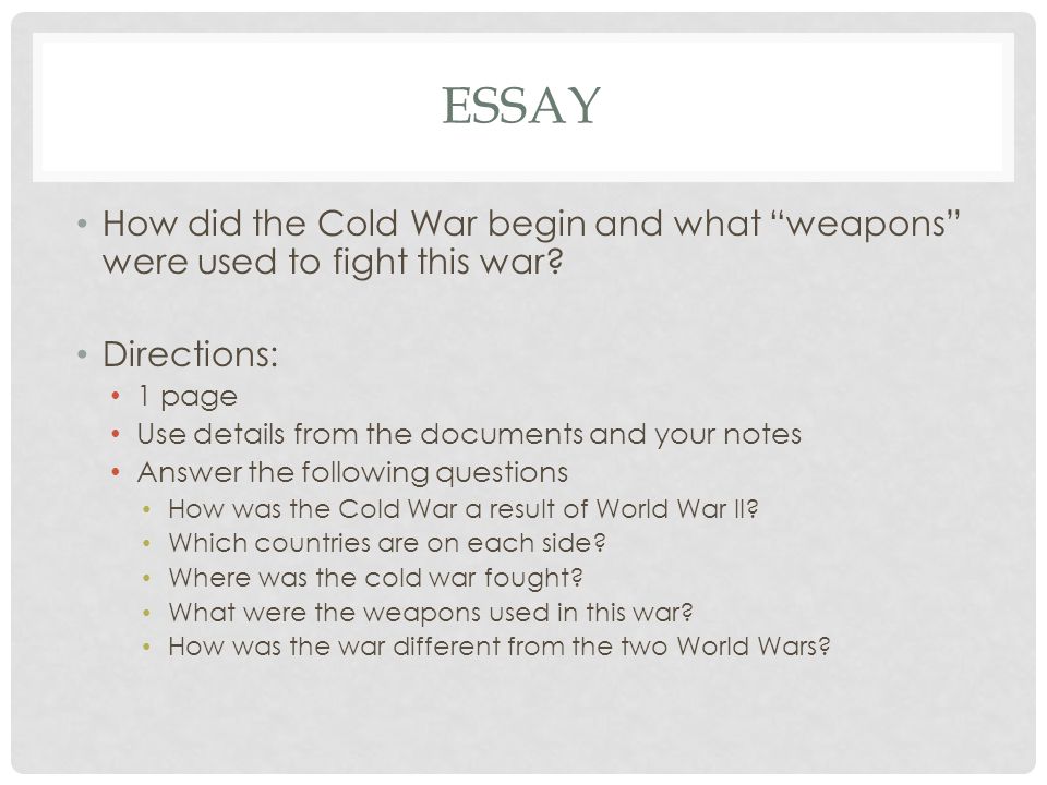 Cold war essay questions answers